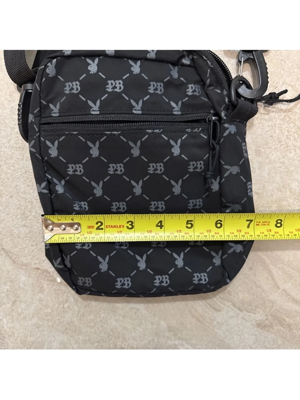 Playboy Black Crossbody Shoulder Bag with Patterned Monogram -PACSUN
